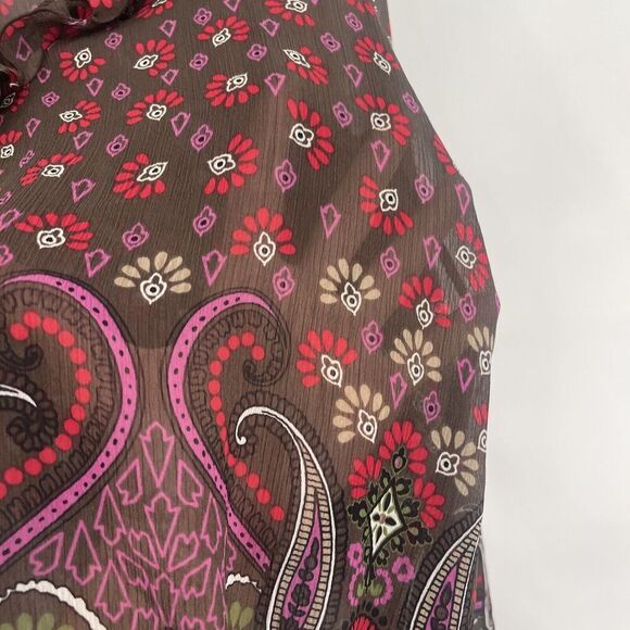 Candie's Medium Sheer Paisley Blouse Long Sleeve Chiffon Elastic Waist Y2K Fairy - Picture 4 of 10